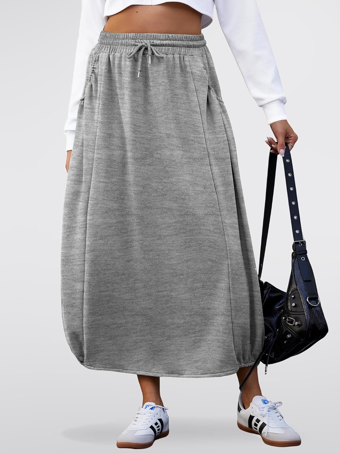 Anbech Women's Casual Maxi Skirts 2026 Spring Hight Waist Ankle Length Long Flowy Beach Skirt with Pocket - Image 3