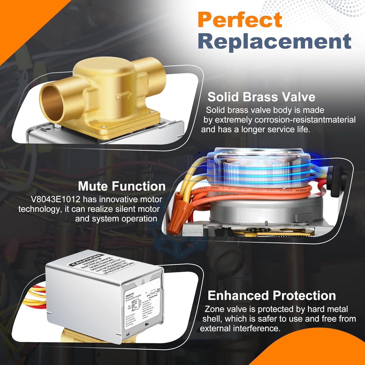 for Honeywell V8043e1012 Zone Valve, 3/4 Sweat Zone Valve Perfect Replacement for a Failed Honeywell Valve for Heating Loop System (Connection = 18 Leads), Easy to Install
