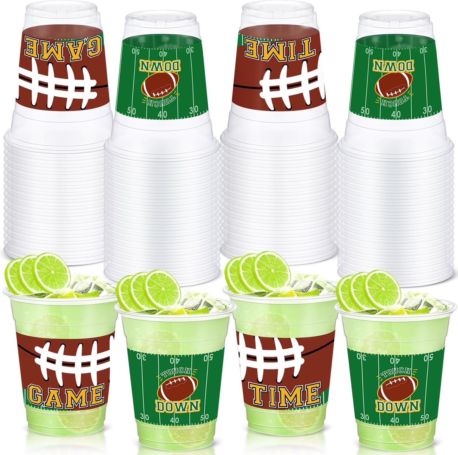 BASHOUT Football Theme Brown Plastic Cups 24 Pack 12oz