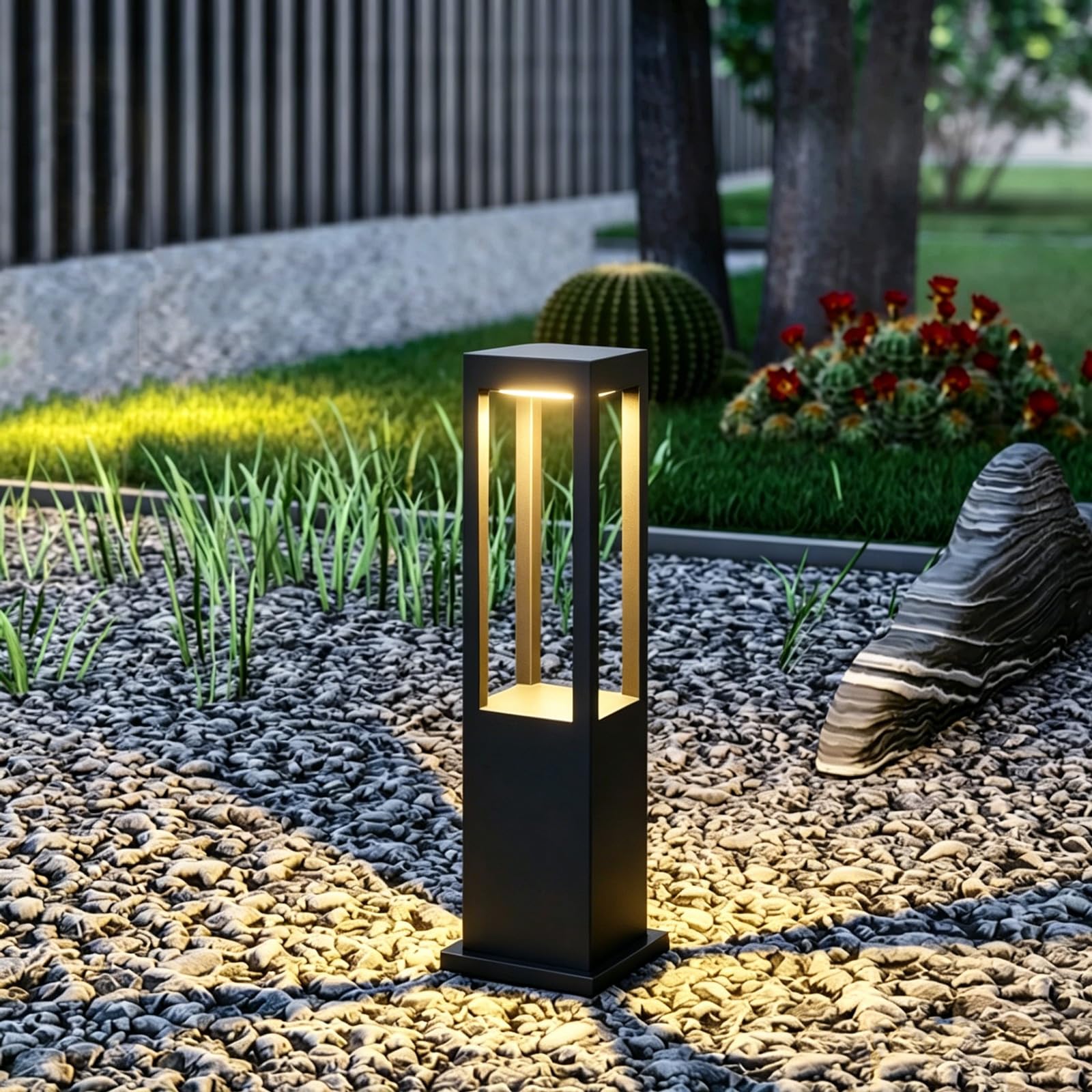 SDUYTDG Modern Outdoor Landscape Path Light,Square Aluminum LED Bollard Lighting IP65 Waterproof Pathway Lamp for Lawn Courtyard Driveway Pathway Decoration Lighting