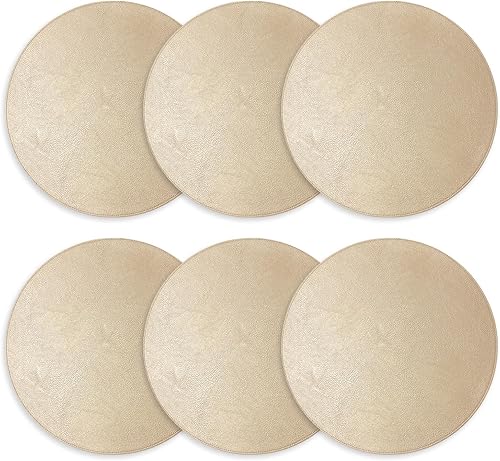 Miniatura 2 de Juego de 6 manteles individuales redondos de 38 cm de cuero sintético para comedor, resistentes al calor y antideslizantes, lavables, para