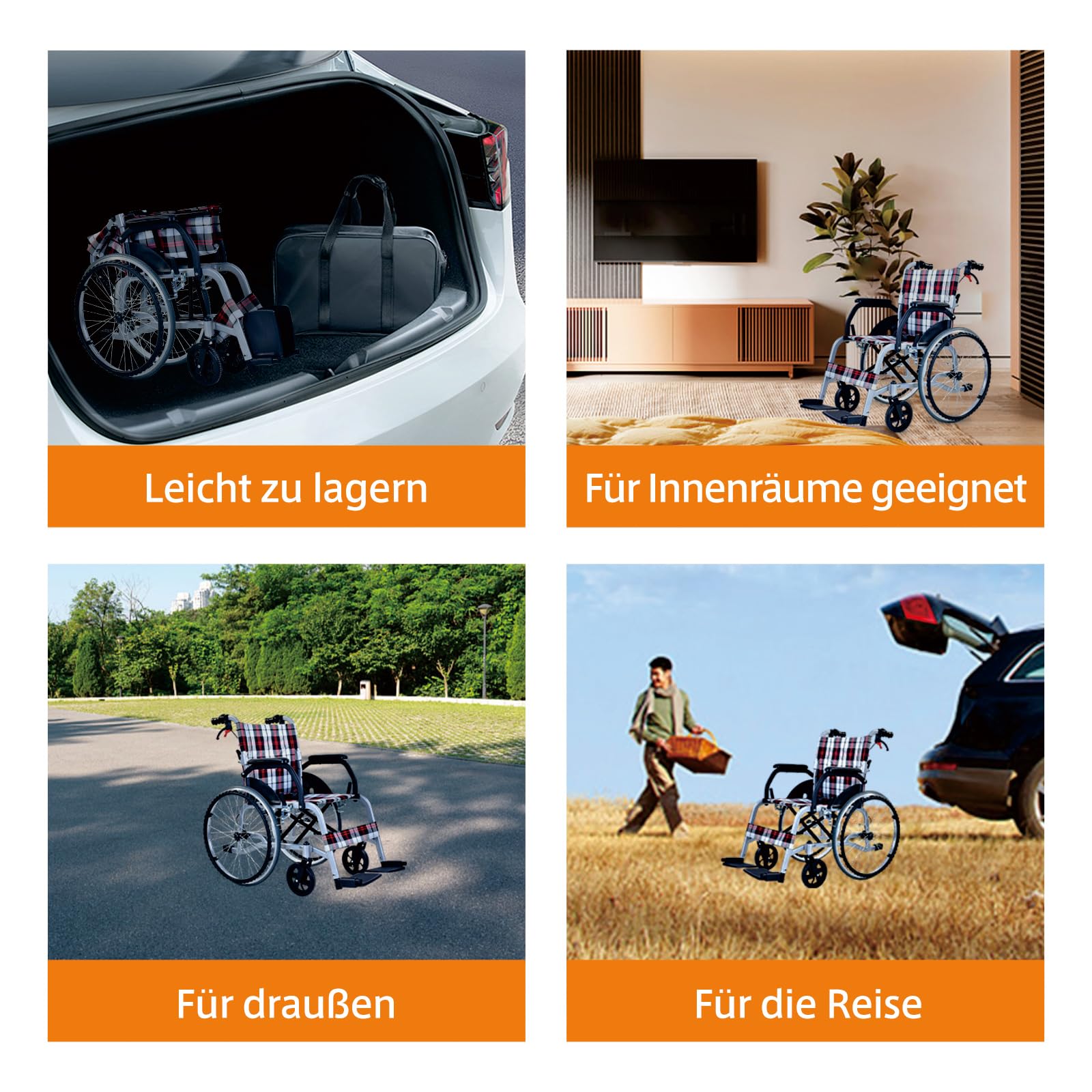 Sedia a rotelle pieghevole leggera, sedie a rotelle semoventi, sedia a rotelle per anziani, sedie a rotelle in alluminio con poggiapiedi, sedia a rotelle per disabili (CP-30A5N)