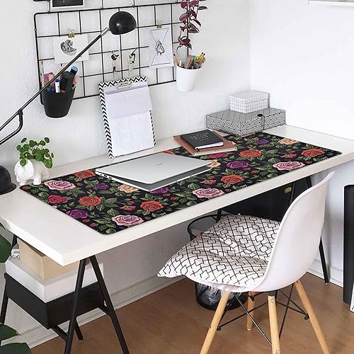 Miniatura 5 de ALAZA Retro Rose Flowers Leaves Large Gaming Mouse Pad Big Mousepad Mice Keyboard Mat with Non-Slip Rubber Base for Computer Laptop Home & Office,