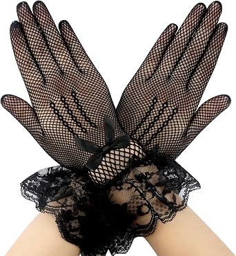 Lace Gloves Tea Party Gloves Lace Glove Women Short Elegant Wedding Bridal Glove Opera for Halloween Cosplay Party