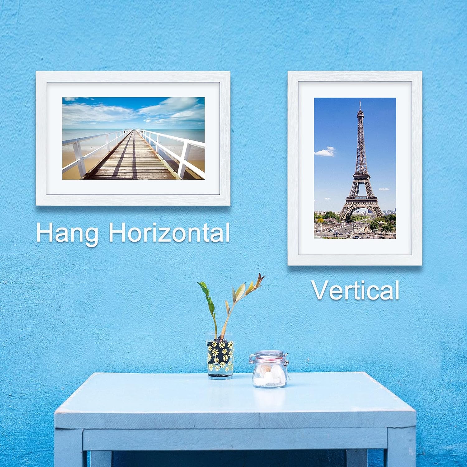 VCK Picture Frame 12x18 Wooden Poster Frames with High Definition Plexiglass Front Wall Mounting Display Horizontally and Vertically White Photo Frame -