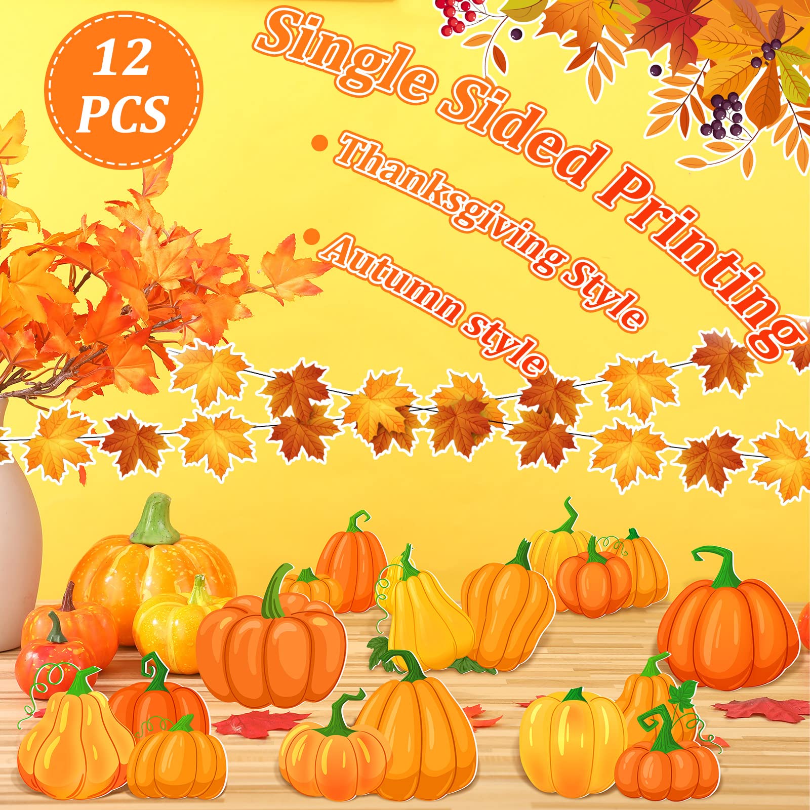 Sintuff Herbst Hofschilder, 4 Stück – 80 X 30 Cm, Outdoor-Deko Für Thanksgiving, Mit Heringen, Aus PP-Kunststoff