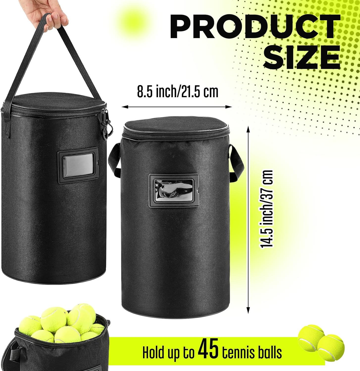 Aliceset 2 Pcs Portable Tennis Ball Basket Compatible with Pickleball Golf Training, Carrying and Storage