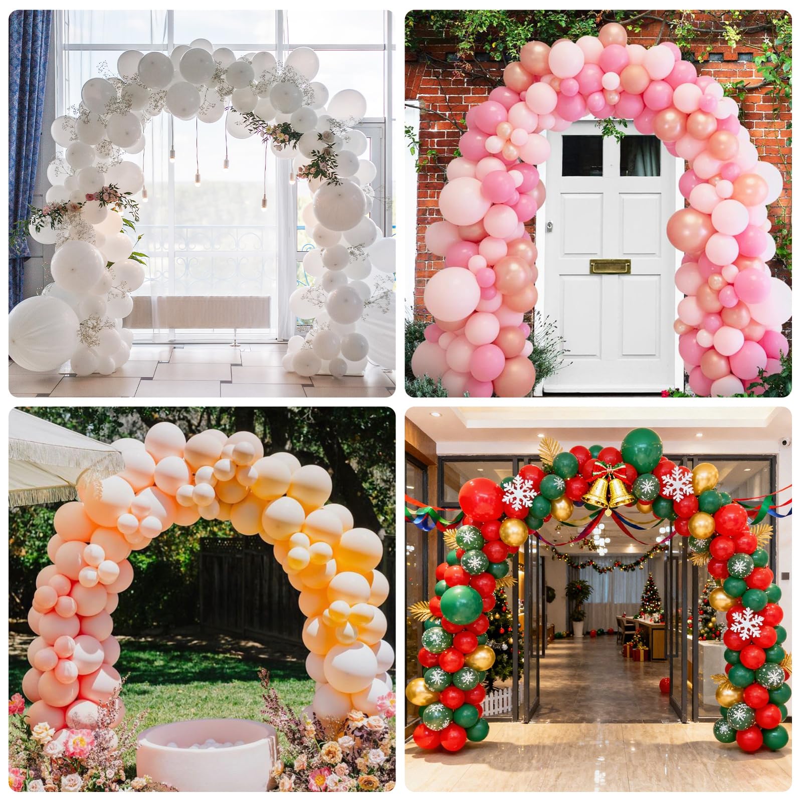 RUBFAC Ballonbogen-Set, 2,4 m hoch und 2,7 m breit, verstellbarer Ballonbogenständer mit PVC-Sockel, 2 x wasserbefüllbare Beutel, 50 Ballonklammern für Hochzeit, Geburtstag, Party, Babyparty,
