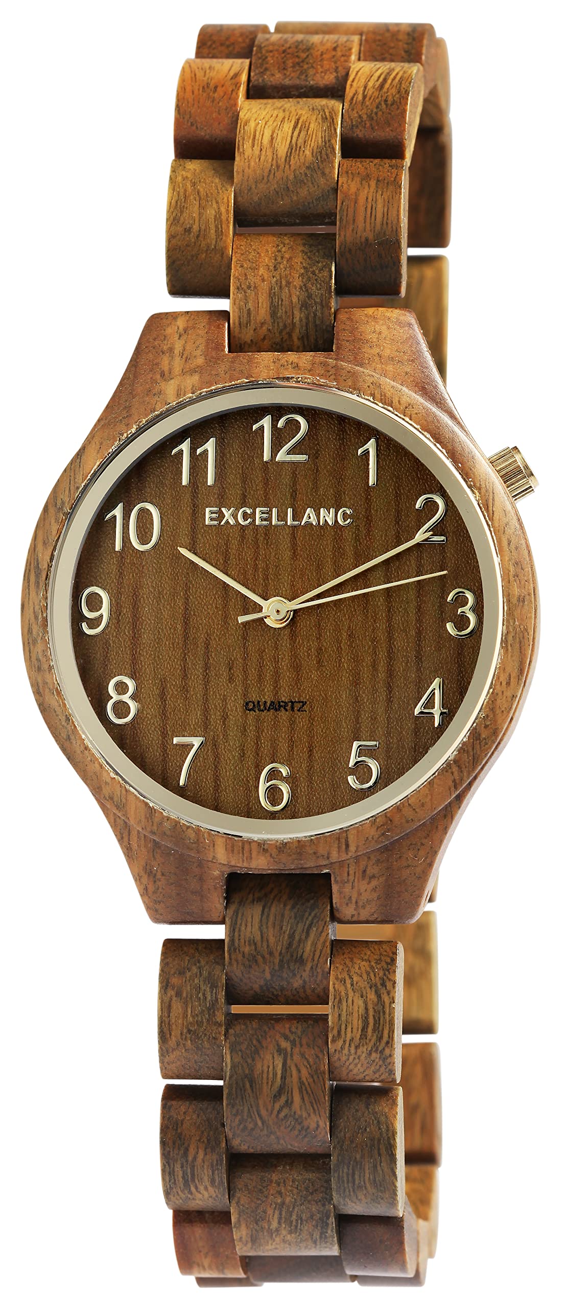 Excellanc Damen-Holzuhr Faltschließe Analog Quarz 1800236