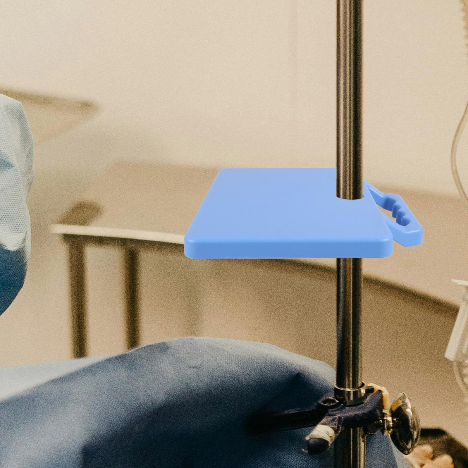 SHINEOFI Plateau de Support à Perfusion en Abs Bleu Poignée Confortable, Compatible Divers Supports de Perfusion, Design Solide et Élégant pour Patients
