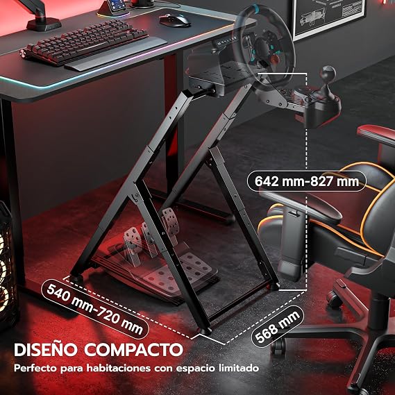 ARES WING Foldable Racing Wheel Stand with Wheel, Shifter & Pedal Mount