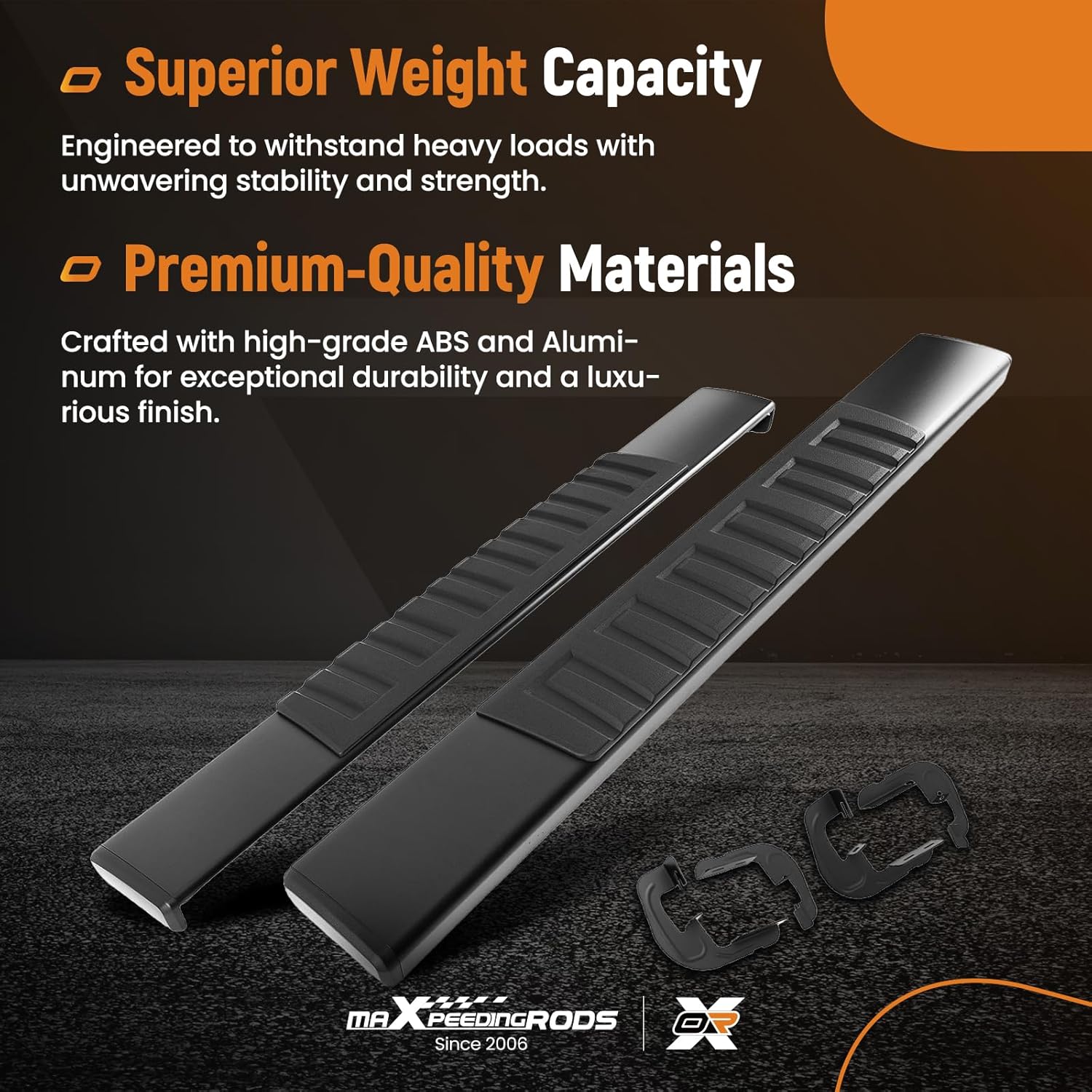 maXpeedingrods Running Boards for 2007-2018 Chevrolet Silverado/GMC Sierra 1500, 2007-2019 Silverado/Sierra 2500HD 3500HD Standard Cab, 6In Black Side Step Nerf Bar with Anti-Slip Surface, 400LBS Load