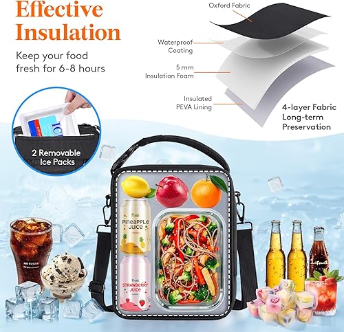 Miniatura 2 de Lifewit Lonchera aislada para hombres, bolsa enfriadora expandible, bolsa de almuerzo congelable para mujeres con 2 bolsas de hielo y correas para