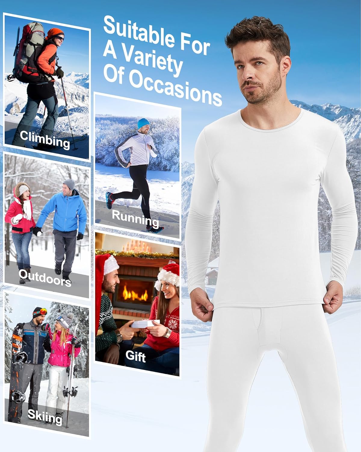 Patelai 2 Pack Men Thermals Top and Bottom Set Undergarments Lined Thermal Underwear Men Base Layer for Fall Winter - Image 6