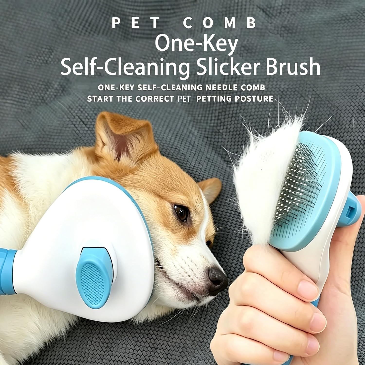 3-Piece Self Cleaning Dog Grooming Brush Combo Set — view 5