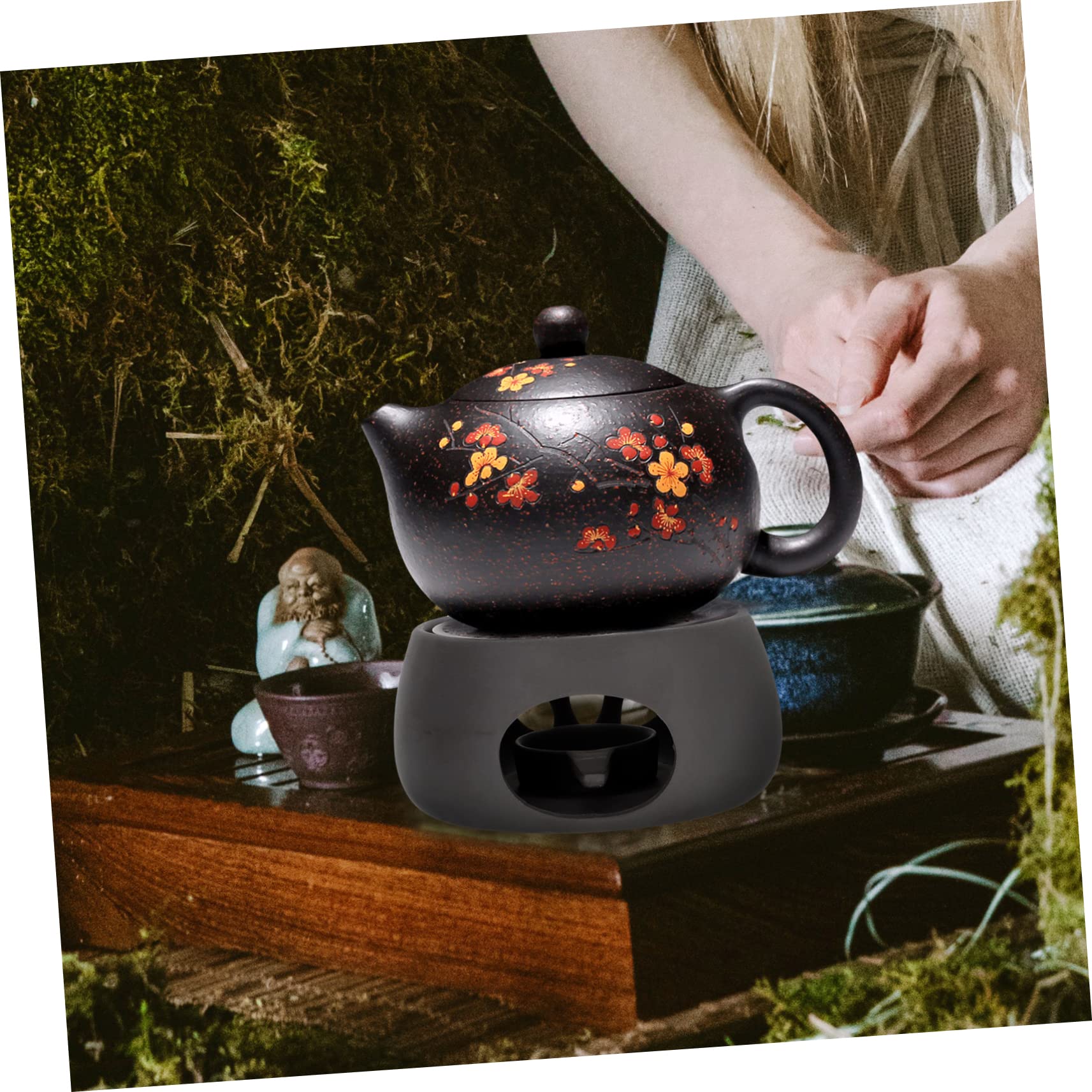 FUNOMOCYA Small Tea Kettle Stovetop Teapot Warmer Candle Ceramic Teapot Warmer for Home Decor