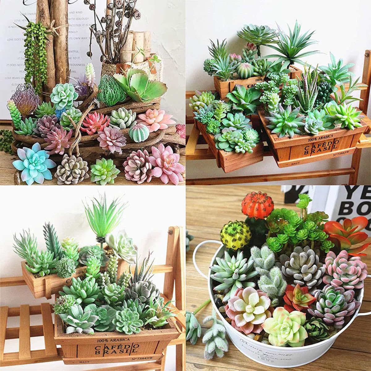 Künstliche Sukkulenten Leicht und Farbecht 16 Stück aus PVC als Pflanzenwanddekoration oder Geschenk für Kleiner Garten