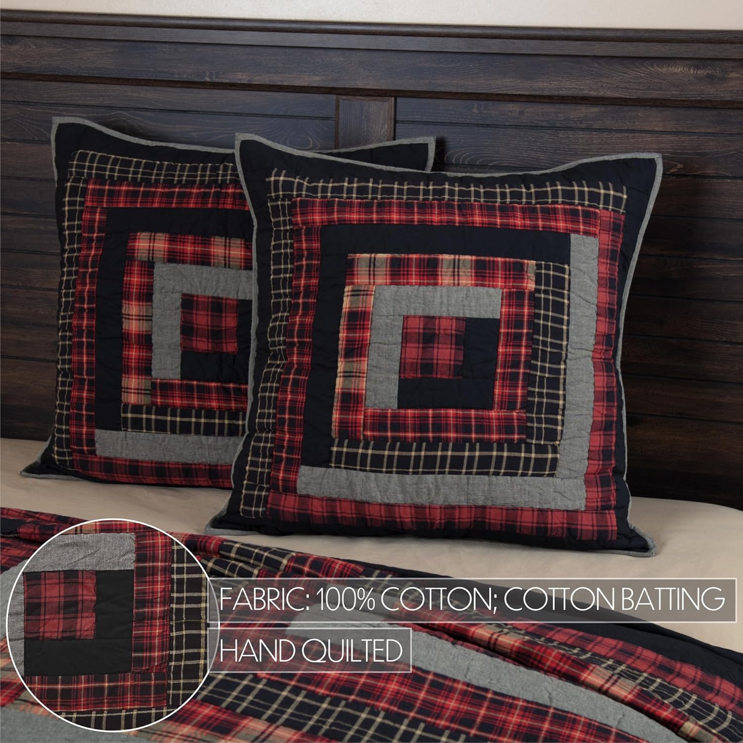 VHC Brands Rustic & Lodge Cumberland Quilted Bedding Accessory, Euro Sham 26x26, Chili Pepper Red
