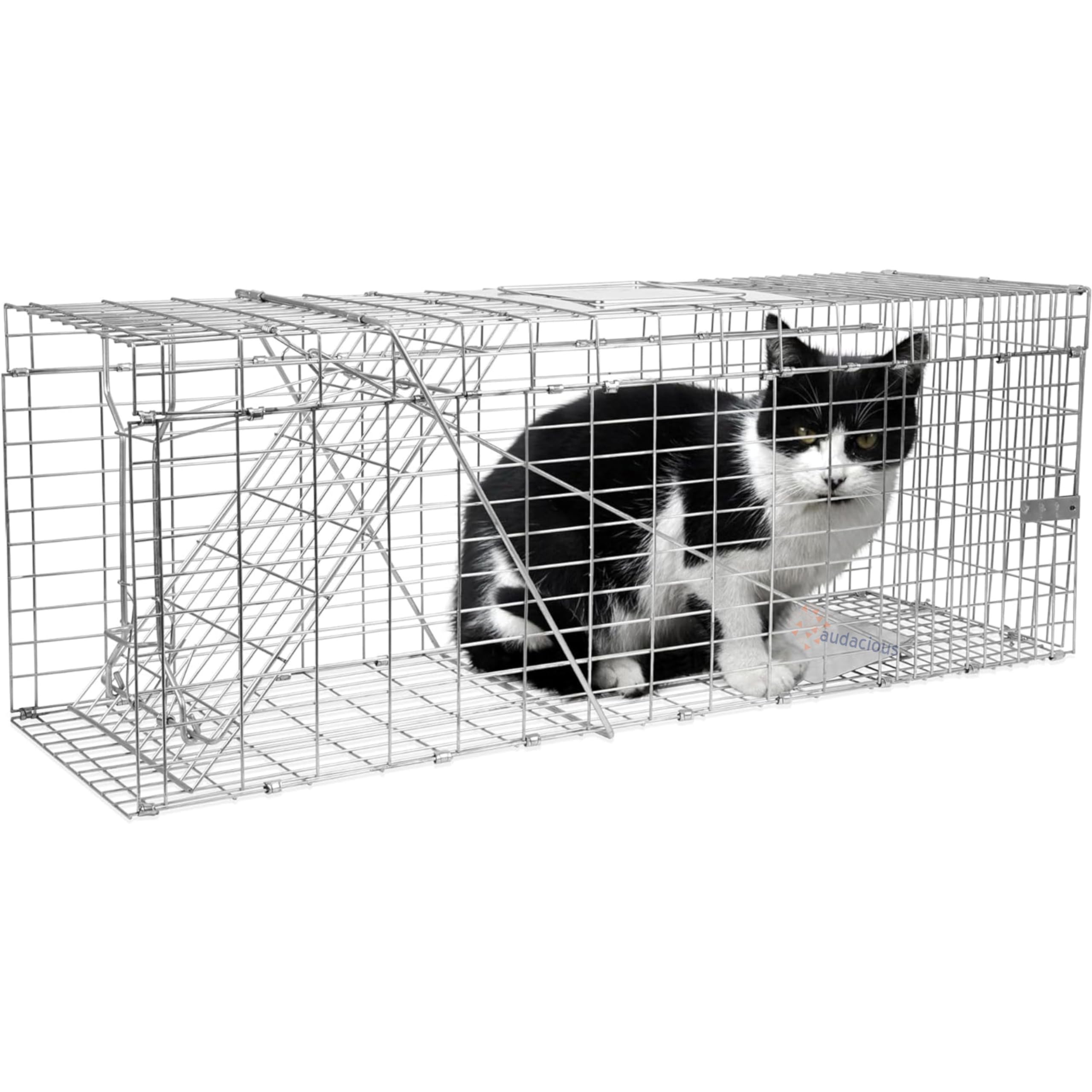 Audacious Cat Trap Feral Cat Trap Live Animal Trap Cage - Silver