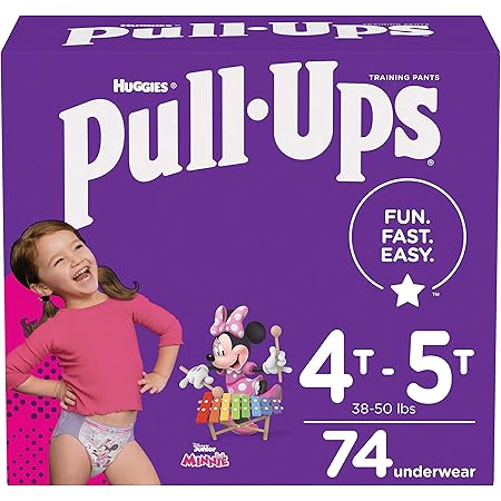 Pull-Ups Girls' Potty Training Pants Training Underwear Size 6, 4T-5T, 74 Ct