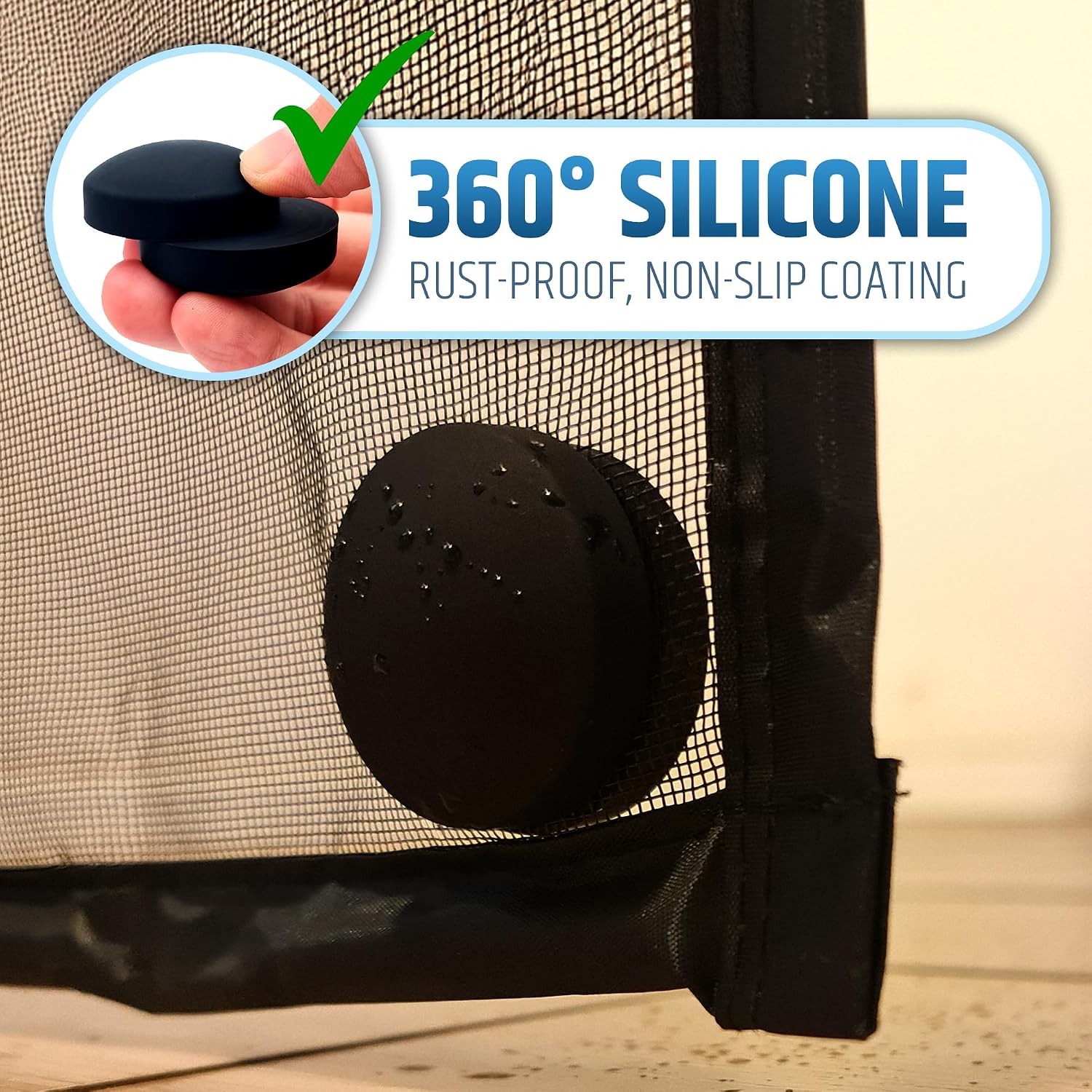 Powerful Magnetic Weights for Any Screen Door Mesh - Keeps Your Screen 100% Sealed with Smooth Closure - Heavy Magnets Reinforce Weak Seals - 360° Silicone Wrapped | 4 Pairs (Screen Not Included)
