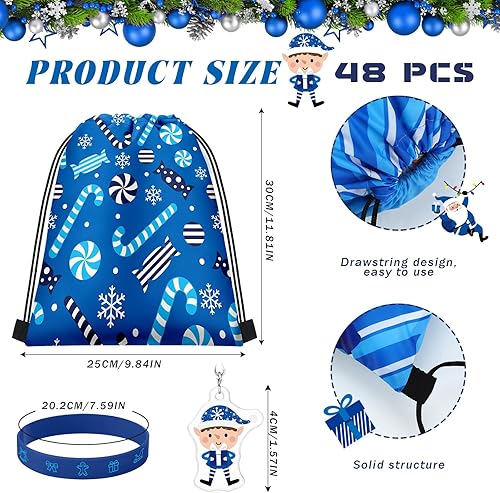 Miniatura 2 de Talltalk 48 piezas de recuerdos azules de fiesta de Navidad, incluye 16 bolsas de regalo de Navidad, bolsas de Navidad de invierno, bolsas de