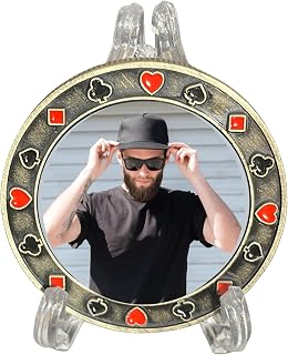 Poker Chip, Personalized Photo Poker Chip, Customized Pet Photo Poker Chip, Card Protector, Card Guard, Golf Ball Marker, Texas Hold-em Gift (Black)