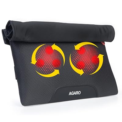 AGARO Deluxe Shiatsu Neck & back cushion Massager with 4 Rollers & Lukewarm Heat, Corded Electric for Body Massage, for 