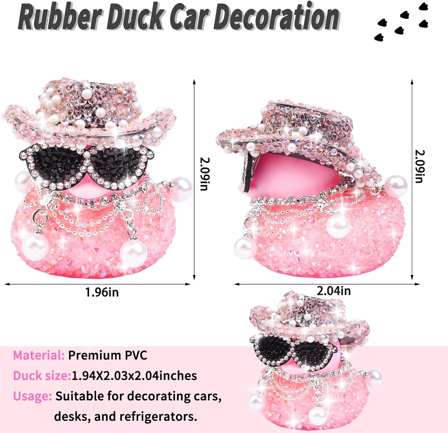 Diamond Rubber Duck Car Dashboard Decorations image 2