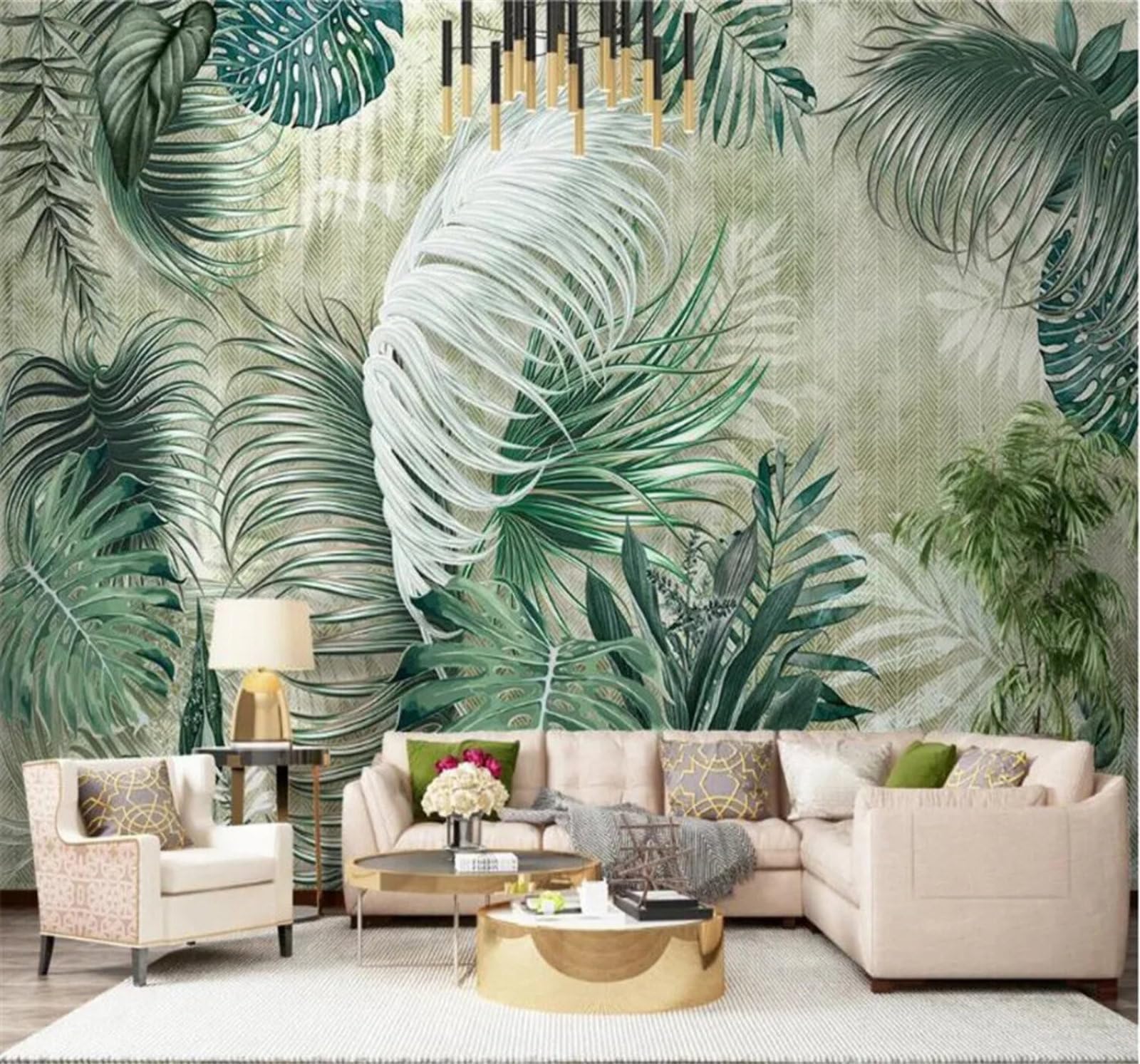 Tzxztt Tropical Plants Banana Leaves Minimalist Fresh Modern 3D Wallpaper Premium Textured Silk Neutral Tones Material Ideal for Living Room Bedroom-200cm×140cm