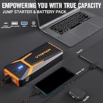VTOMAN V10 Pro 4500A Jump Starter, Démarreur de voiture portable (Tous gaz, 10.0L Moteur diesel) 12V Boîte de saut au lithium, Jumper de batterie de voiture avec charge rapide de type C, Batterie Booster Power Pack, LED Lumières