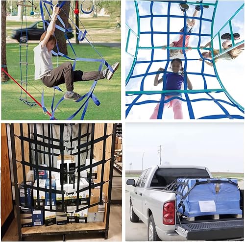 Miniatura 6 de DREAMOSA Red de escalada, red de carga de escalada para casa del árbol, accesorios de línea ninja, red de cuerda, parque de juegos interior, selva,