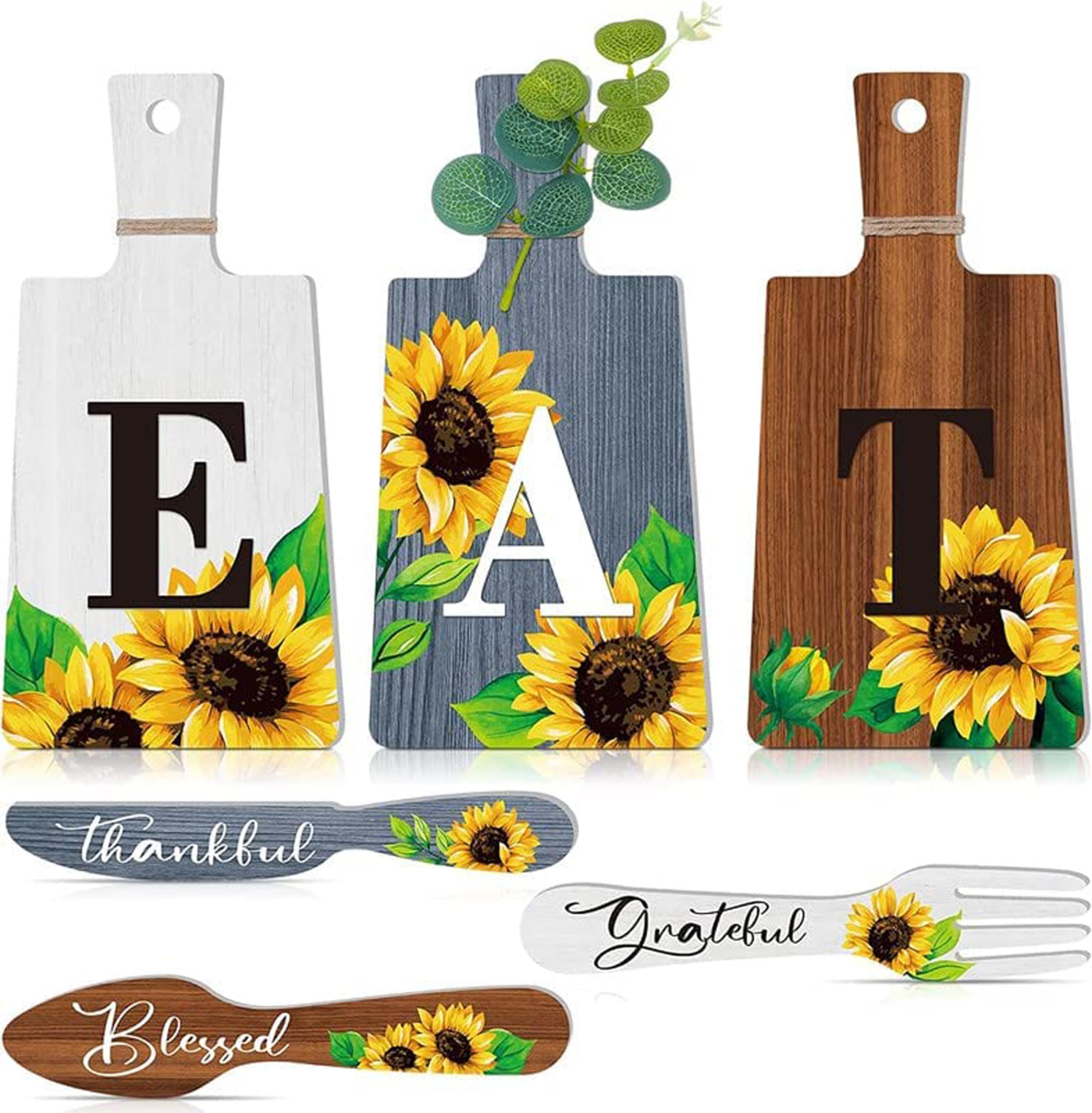 ANGEL INFINITE Kitchen Plaque Wall Hanging Decor | Sunflower Kitchen Decor Cutting Boards Dining Eat Signs Forks & Spoons | Kitchen Wall Decor | Dining Quotes Sign Wall Plates Decor Items – Set of 6 (B0BXL48TCS) Amazon Price History, Amazon Price Tracker