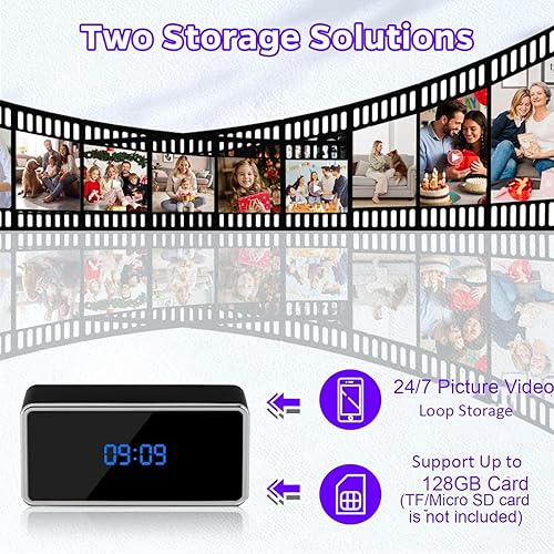 Miniatura 5 de Cámara de seguridad para el hogar, cámara de reloj 4K, cámaras para mascotas, gatos, perros, cámaras interiores inteligentes, reloj de cámara