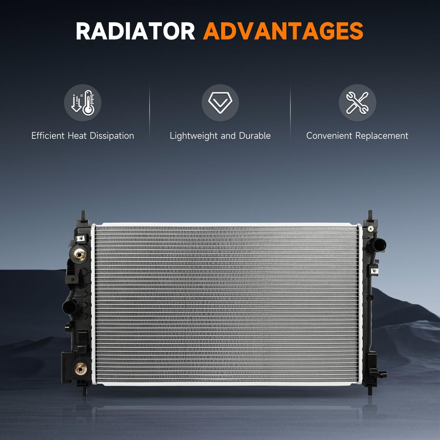 OCPTY 13366 Engine Coolant Radiator Compatible with 2013-2019 for Cadillac XTS 3.6L,Replace# 13366, CU13366, 22747160, GM3010552 Aluminum Core Radiator Assembly Car Radiators Auto Parts