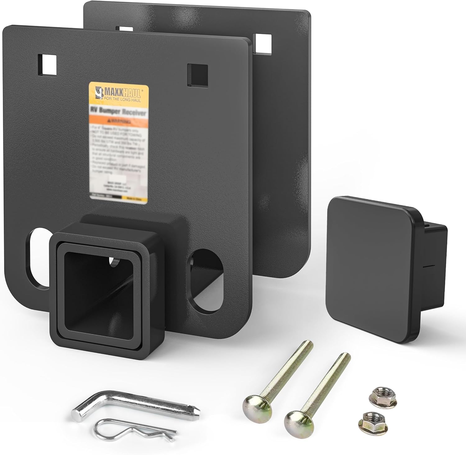 MaxxHaul 50514 Drop-Down Bumper Adapter with 2 inch Receiver - Fits All 4" Square RV Bumpers