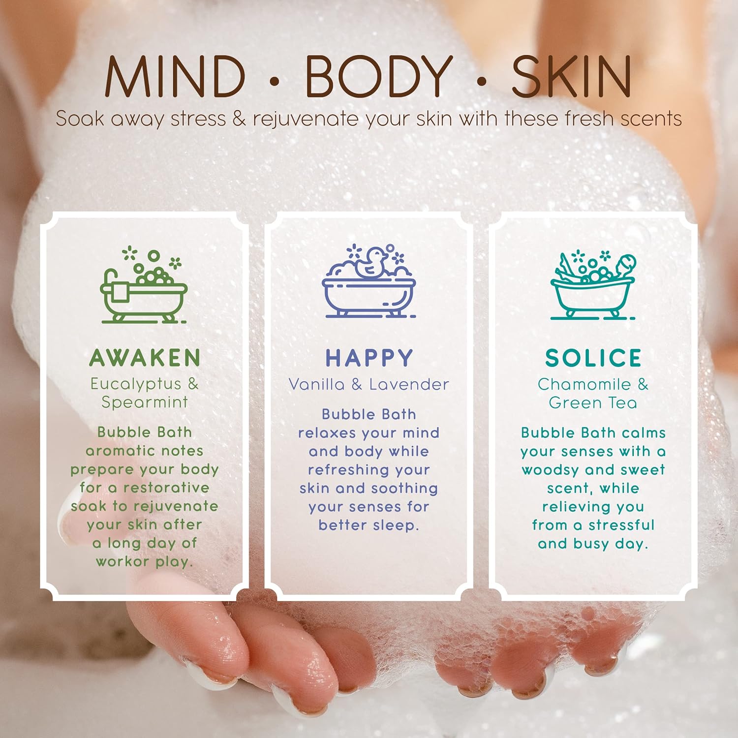 Life is Bliss | 3 Fresh & Soothing Scents | Variety Pack | Liquid Bubble Bath 16 fl oz : Beauty & Personal Care