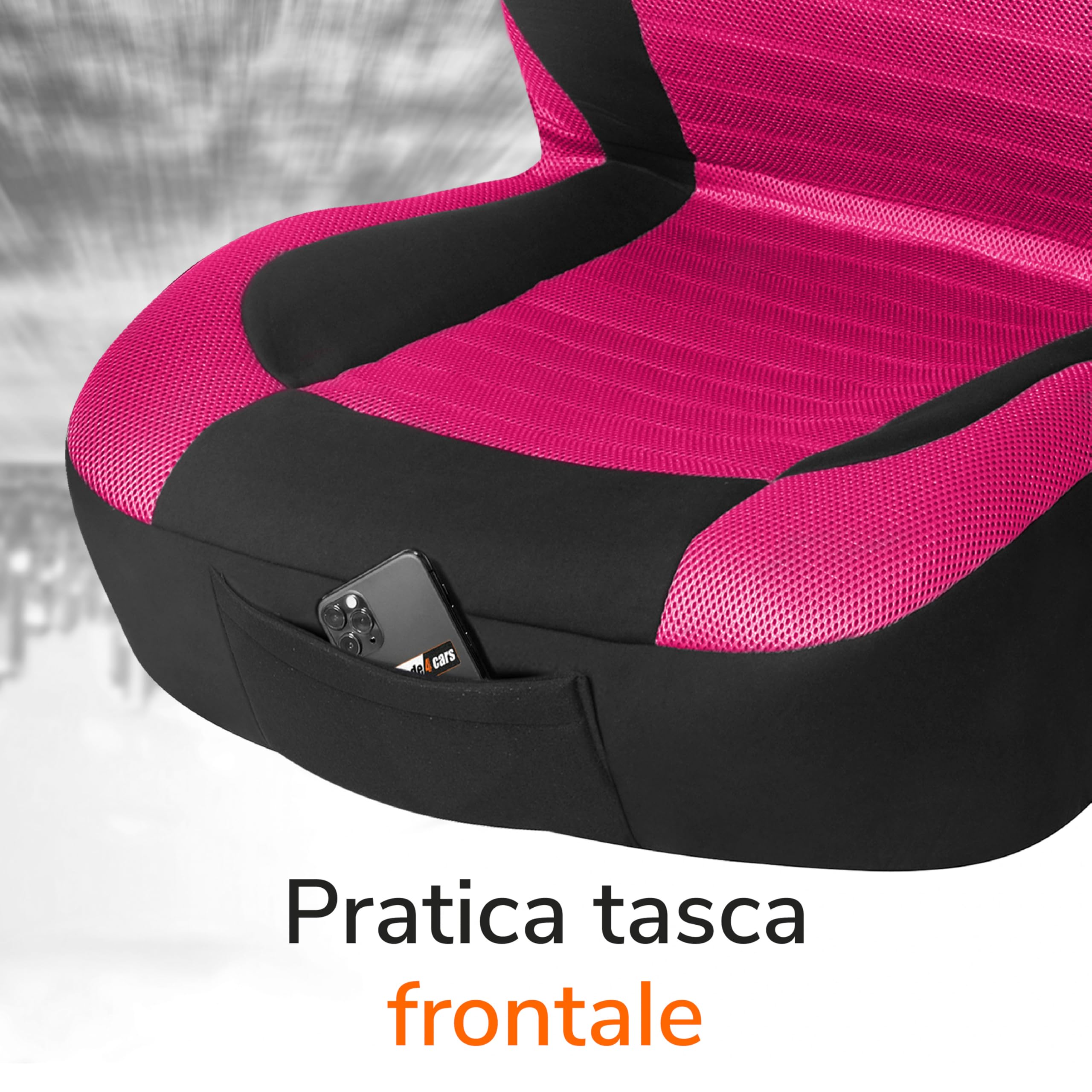 Upgrade4cars Set Coprisedili Universale Versione 2026 | Coperture per Anteriore e Sedile Posteriore in Rosa | Accessori Interno Auto Decorazione