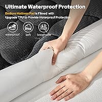Vista 2 de BEDLORE Protector de colchón impermeable tamaño Queen, acolchado con bolsillo profundo de 6 a 18 pulgadas, protector de colchón transpirable