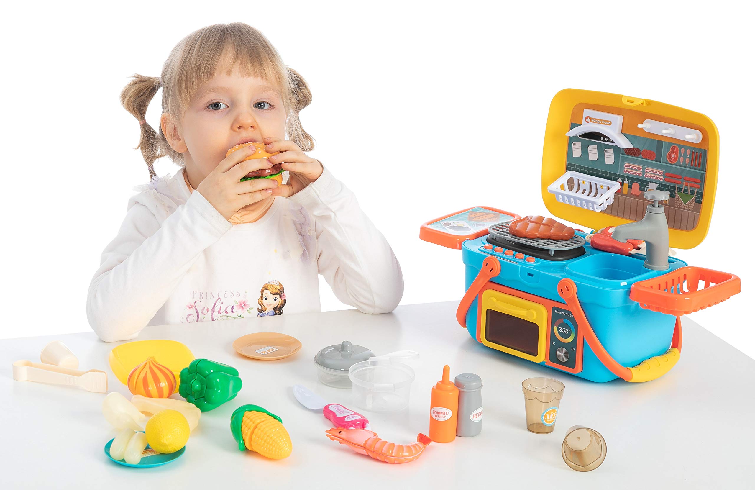 Set De Picnic JOYIN Con Luces, Música Y Comida Que Cambia De Color – ¡Una Cocina De Juguete Portátil Con Parrilla, Horno Y Fregadero Que Encantará A Los Peques!