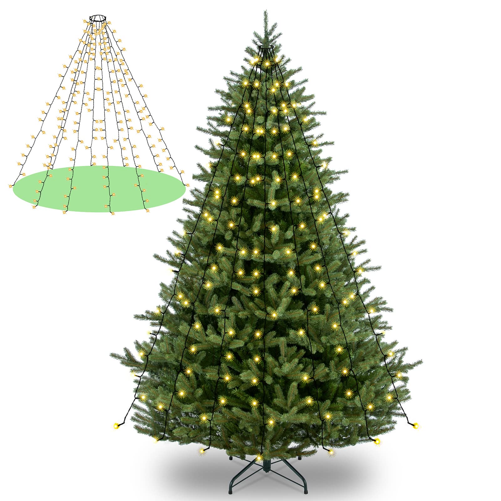 400LEDs 10 x 2m Guirlande Lumineuse Sapin de Noel Avec Diamant, Guirlande Lumineuse Sapin Noël 8 Modes d'Eclairage Etanche IP44, Guirlande Sapin Lumineuse Pour Fête, Sapin Noel-Blanc Chaud