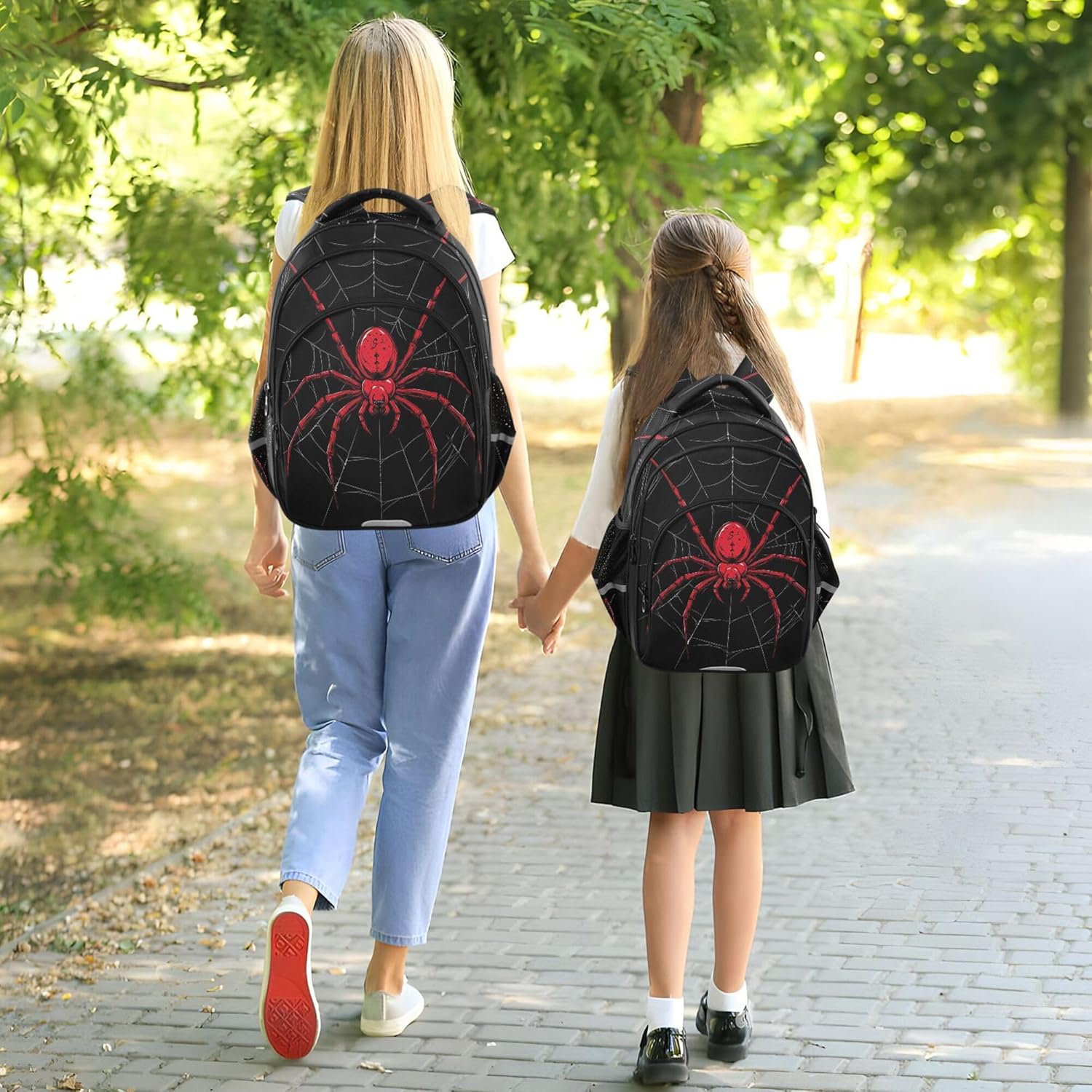 MNSRUU Laptop Backpack with Chest Strap, Red Spider on A Web School Backpack, Travel Hiking Bag for Boys Girls Teen College Students Adult, Rucksack Knapsack, M - Image 6