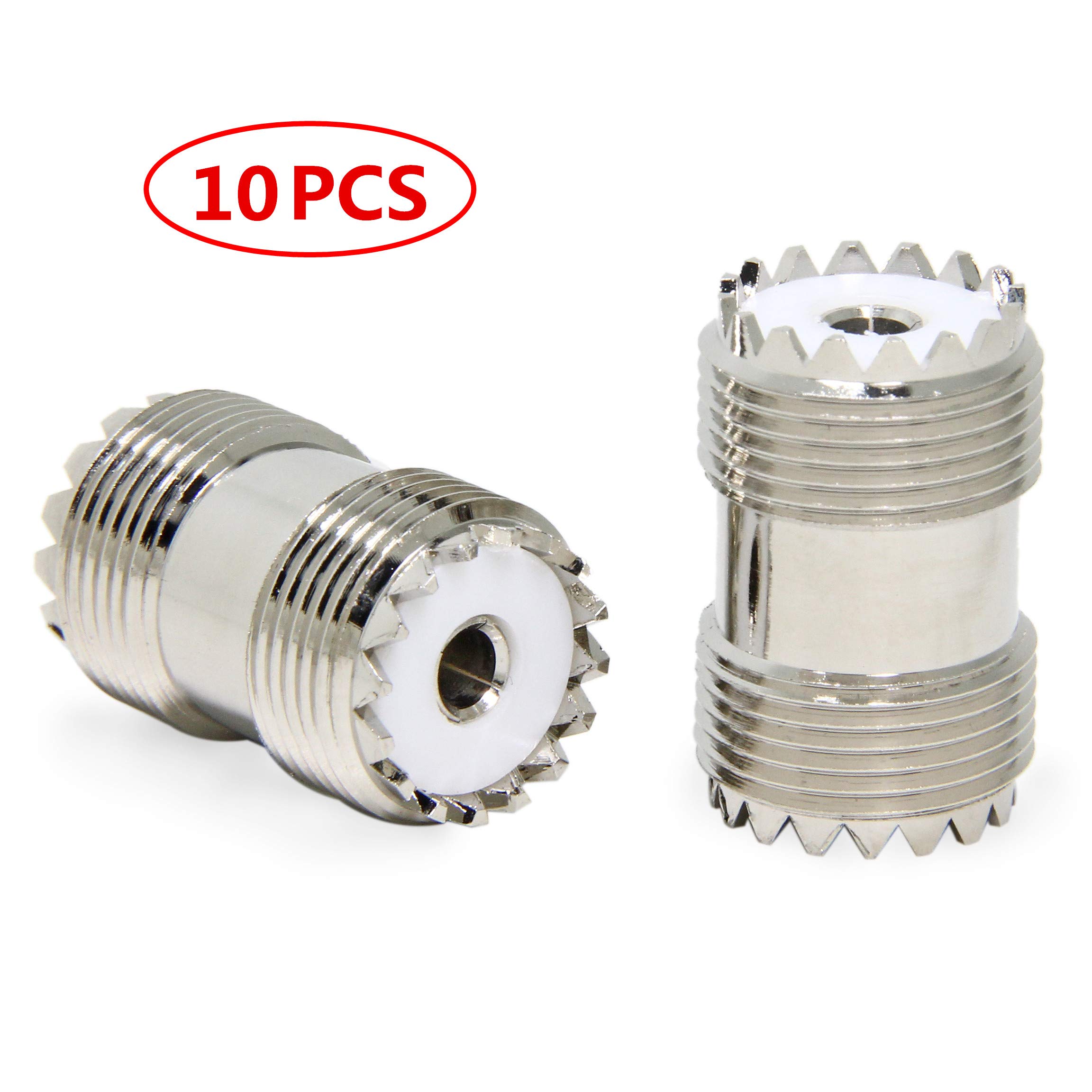 RFAdapter UHF Barrel Connector 10-Pack PL259 Coupler VHF Female to Female Coax Adaptor Coupler for CB Ham Radio Antenna Cable SWR Meter