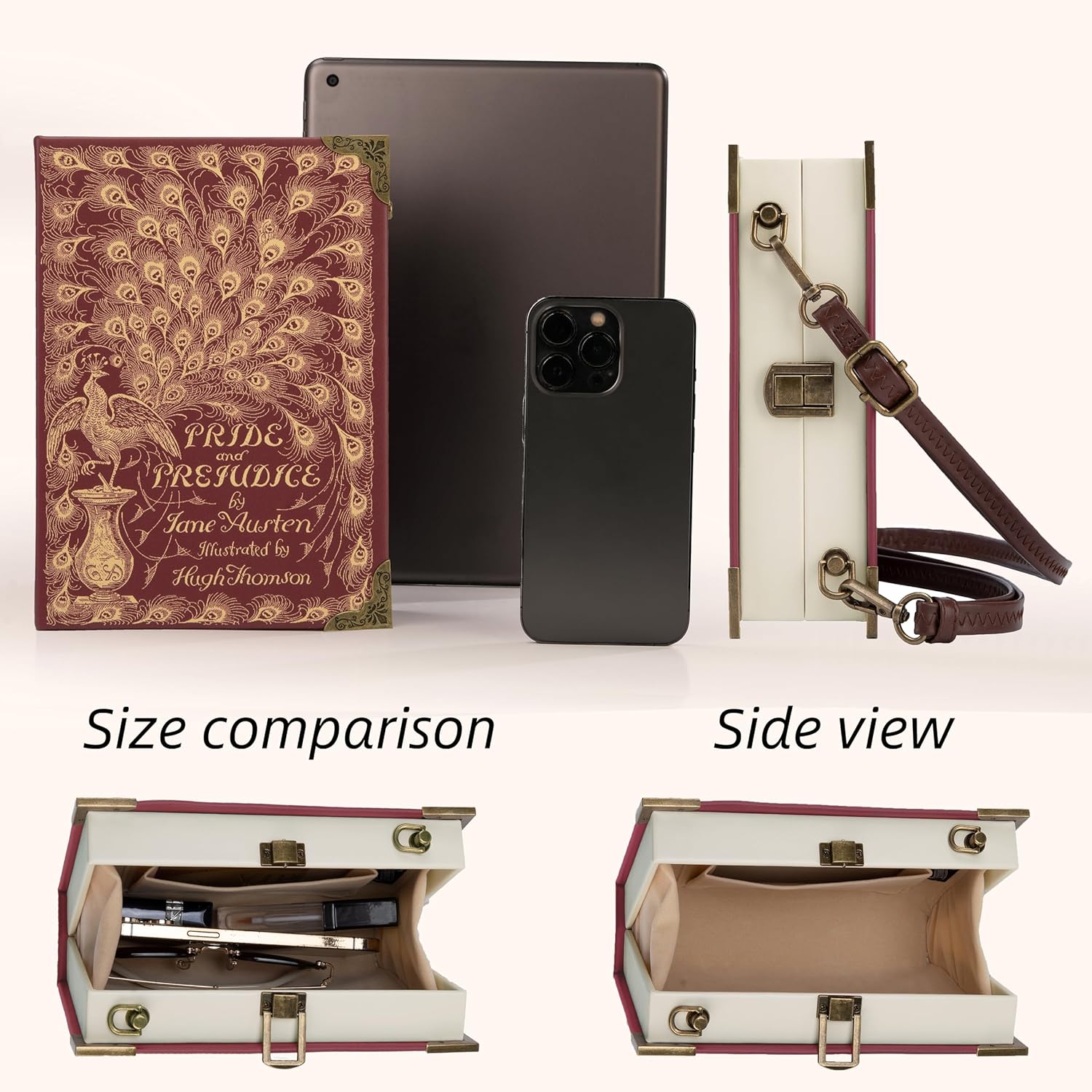 Vegan Leather Book Purse, Crossbody Bags for Women, Book Lover Gift Clutch Handbag, Book Wallet, Shoulder Bag