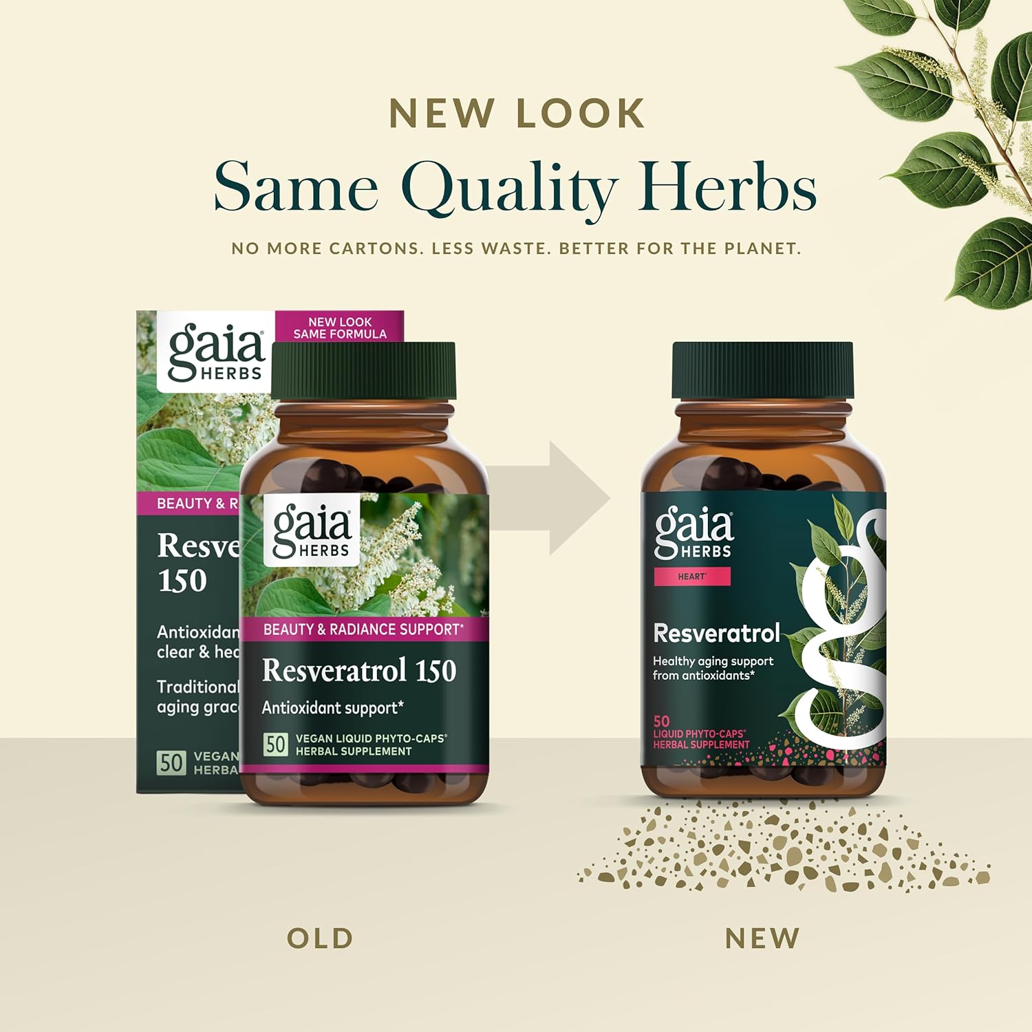 Gaia Herbs Resveratrol - Beauty & Radiance Antioxidant Support Supplement* - Made with Japanese Knotweed - Contains 150 mg Trans-Resveratrol per Serving - 50 Liquid Phyto-Capsules (25 Servings)