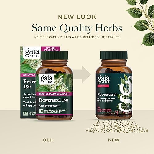 Miniatura 6 de Gaia Herbs Resveratrol 150 - Suplemento de apoyo antioxidante Beauty & Radiance - Hecho con Knotweed japonés - Contiene 150 mg de Trans-Resveratrol