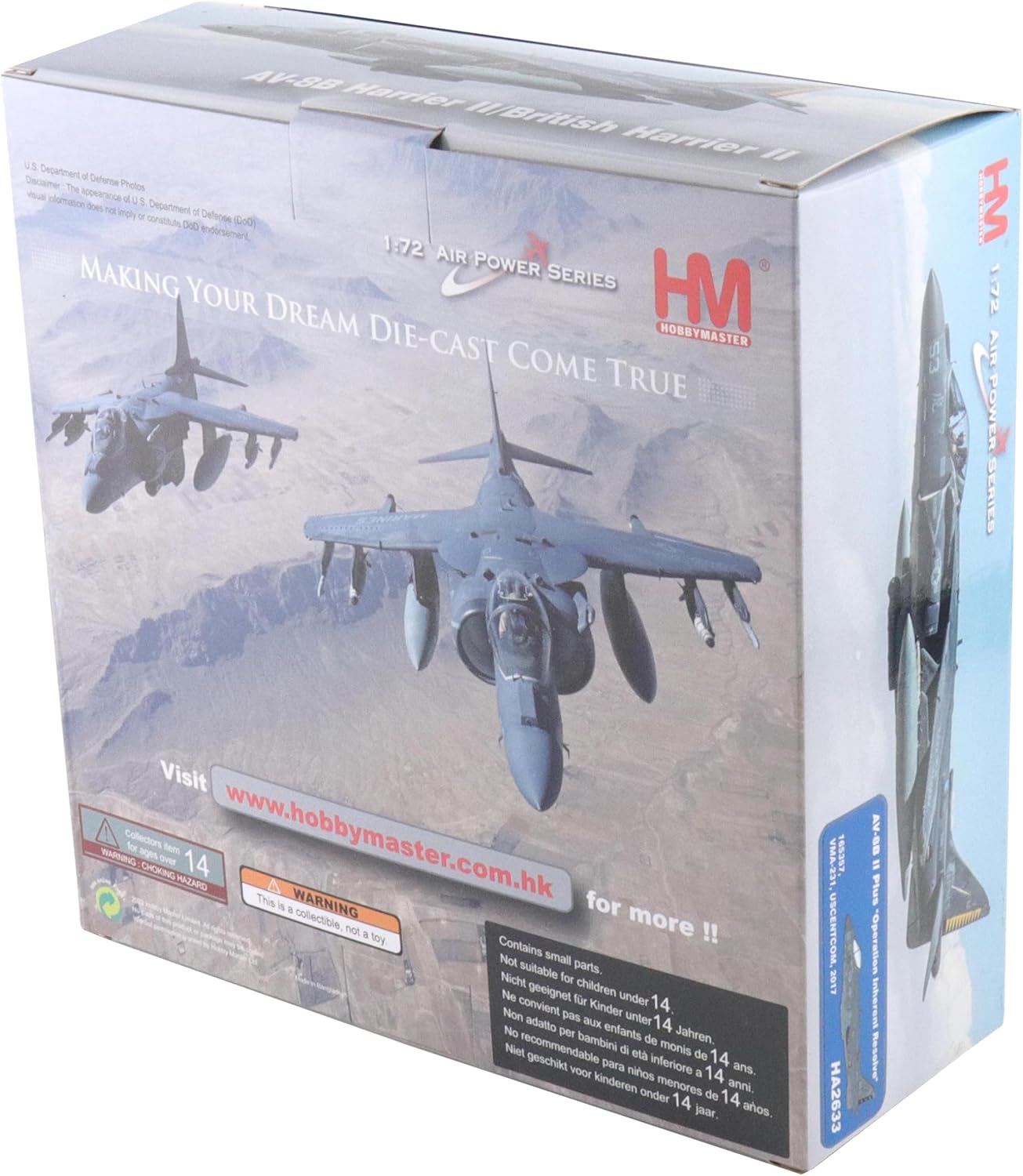 Hobby Master | 1:72 Scale Diecast Military Aircraft Replica | AV-8B II Plus Operation Inherent Resolve 165357, VMA-231, USCENTCOM, 2017 | Model HA2633