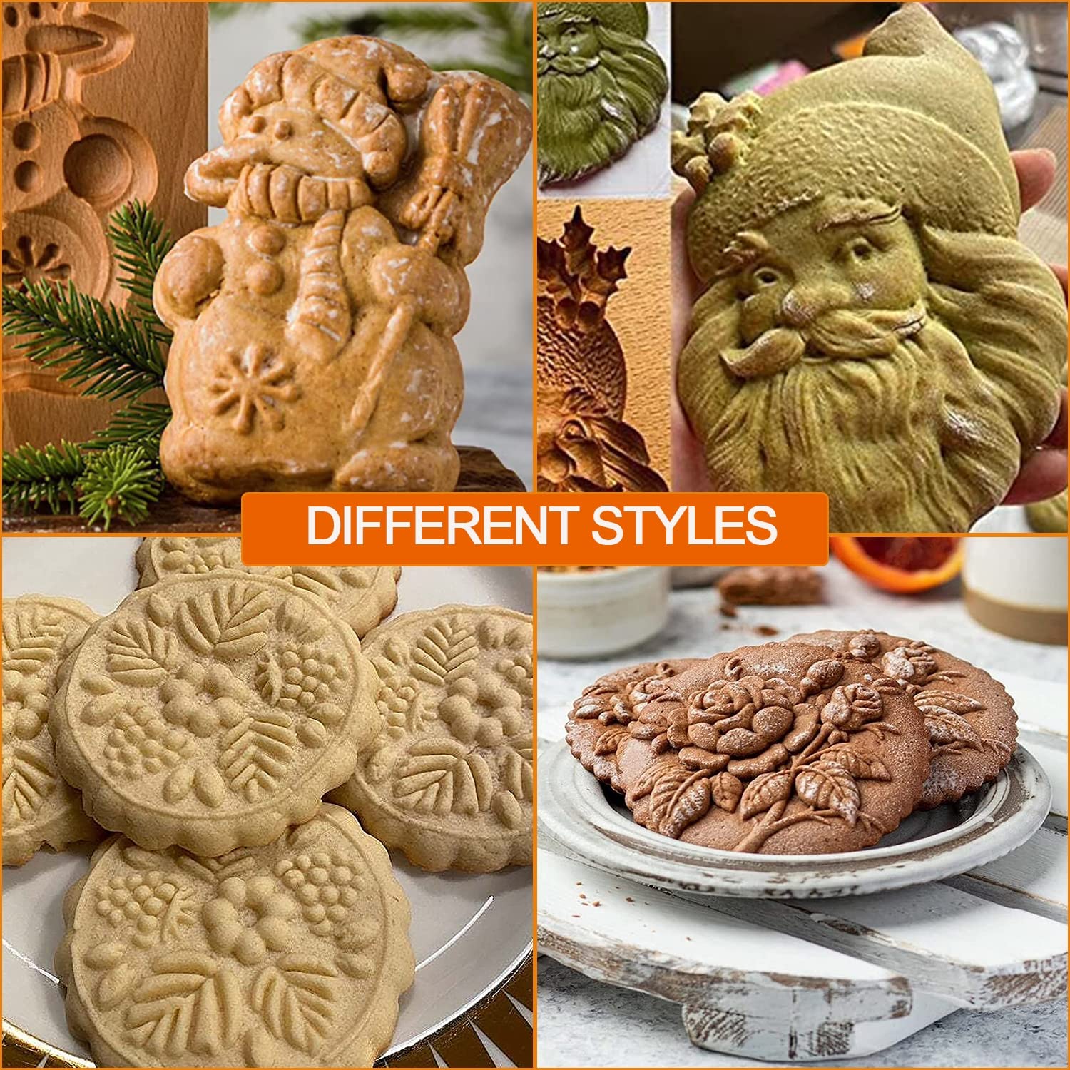 AVSMGP Cortadores para Galletas, Moldes Galletas 5 Piezas, Plástico 3D Formas Corta Reposteria, Decoración para Hornear Fondant Pastelería,B