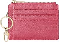 Vista 100 de Sodsay Estuche para tarjetas, cartera delgada con bolsillo frontal, para mujer, sujetatarjetas con llavero negro