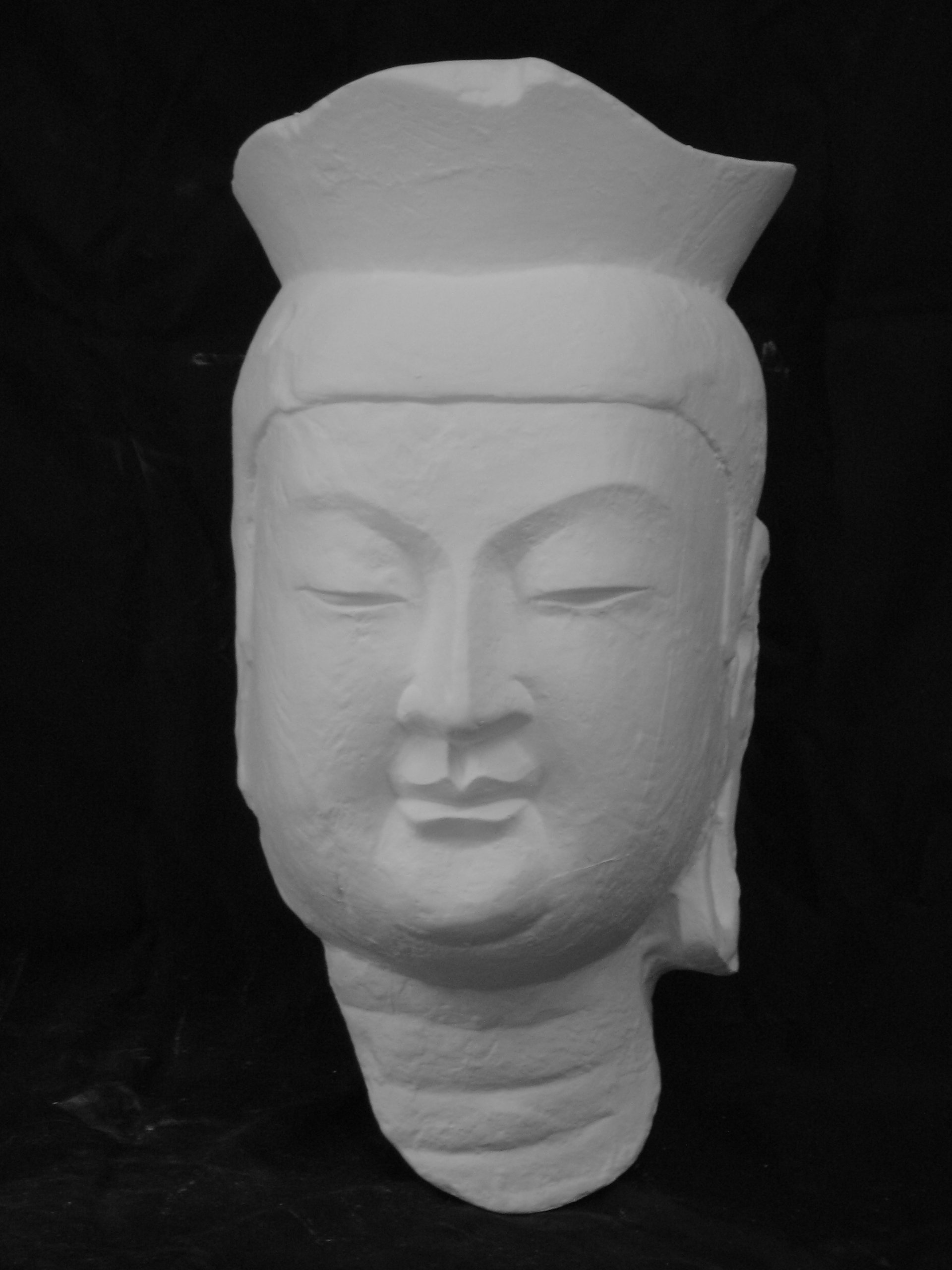 古い石膏像 弥勒菩薩 菩薩 仏像 半面 壁掛け デッサン 40cm 古い石膏像 弥勒菩薩 菩薩 仏像 半面 壁掛け デッサン 40cm